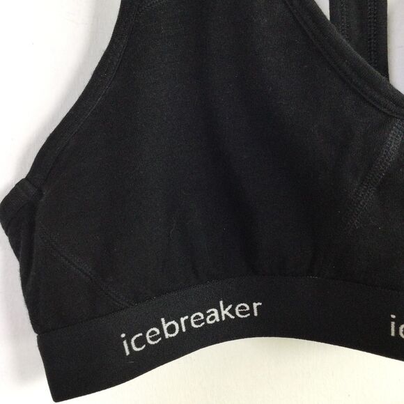 Icebreaker Womens Sprite Racerback Bra Wide Strap Stretch Black Size Medium - Picture 3 of 8
